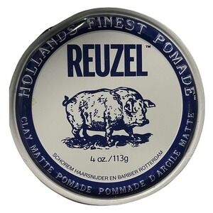 Reuzel Clay Matte Pomade 4 oz Tin White Strong Hold Matte Finish Men's Grooming